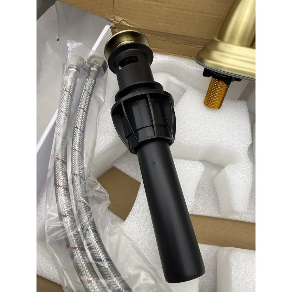 Cross Handles Centerset Bathroom Faucet For Sink 3 Hole w/Overflow Pop Up Drain